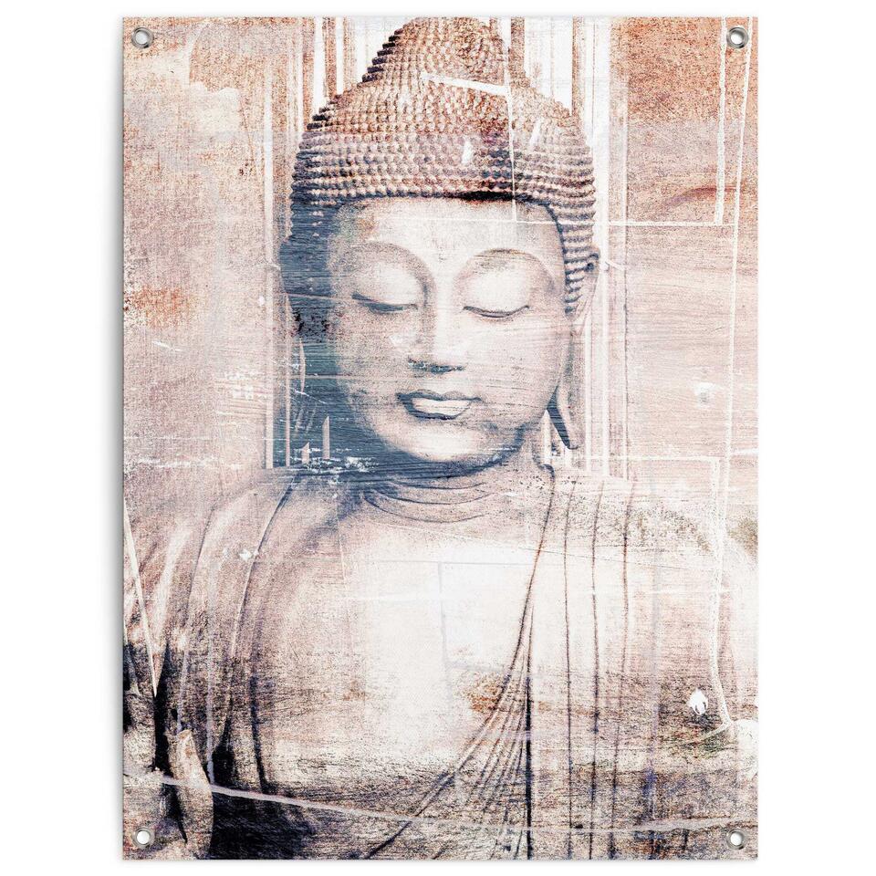 Leed drie Hilarisch Tuinposter Boeddha 80x60 cm Bruin Canvas | Leen Bakker
