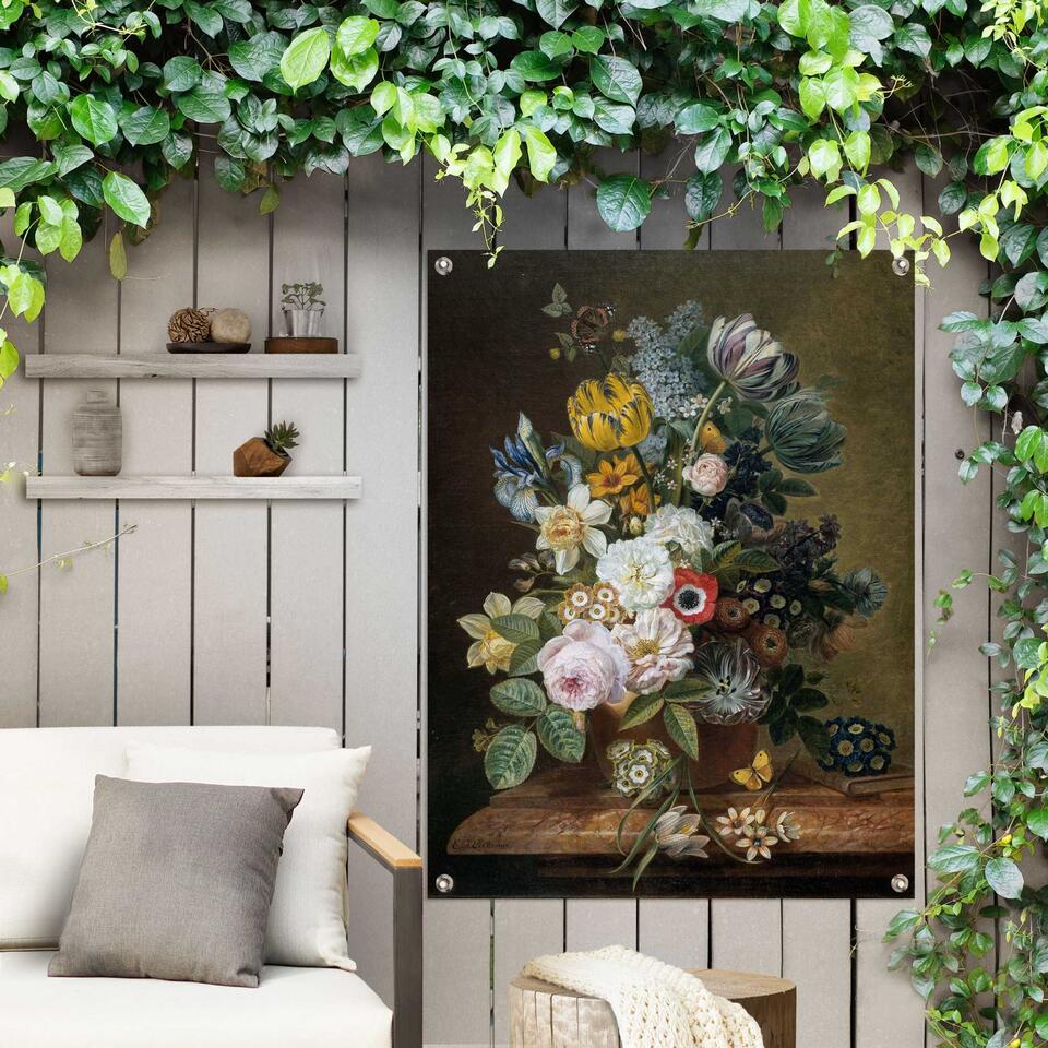 Tuinposter Stilleven met bloemen 80x60 cm Groen Canvas