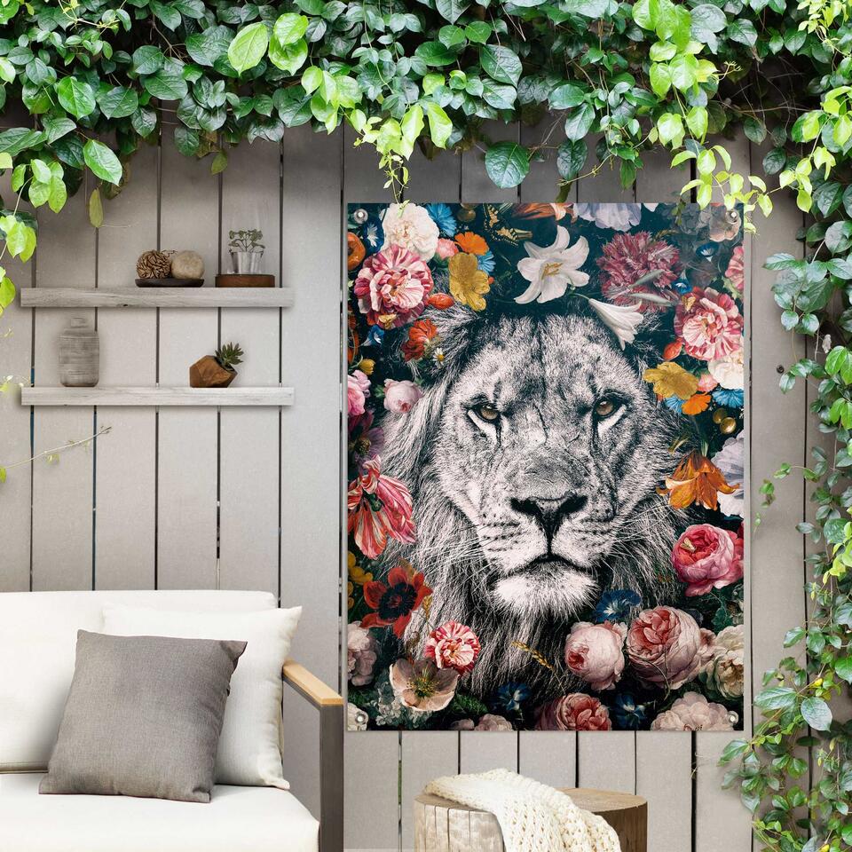 Tuinposter Leeuw 80x60 cm Bont Canvas
