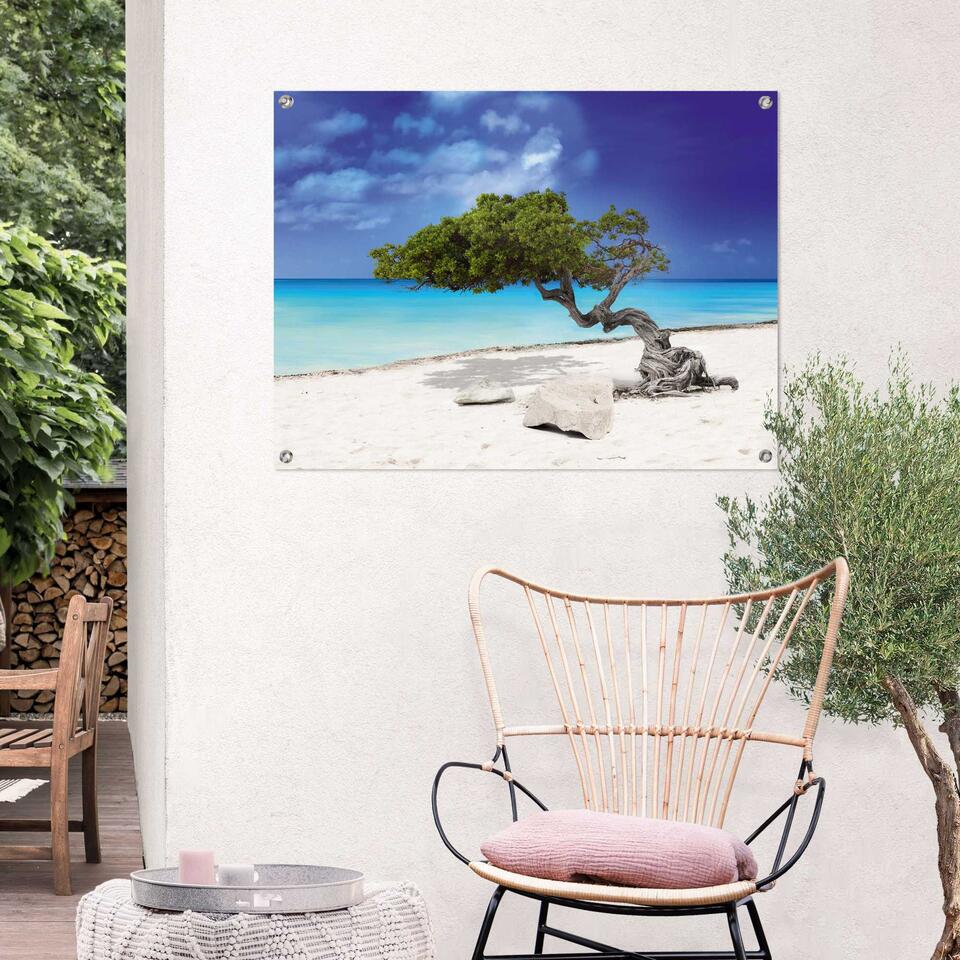 Tuinposter Tropisch Eiland 60x80 cm Blauw Canvas