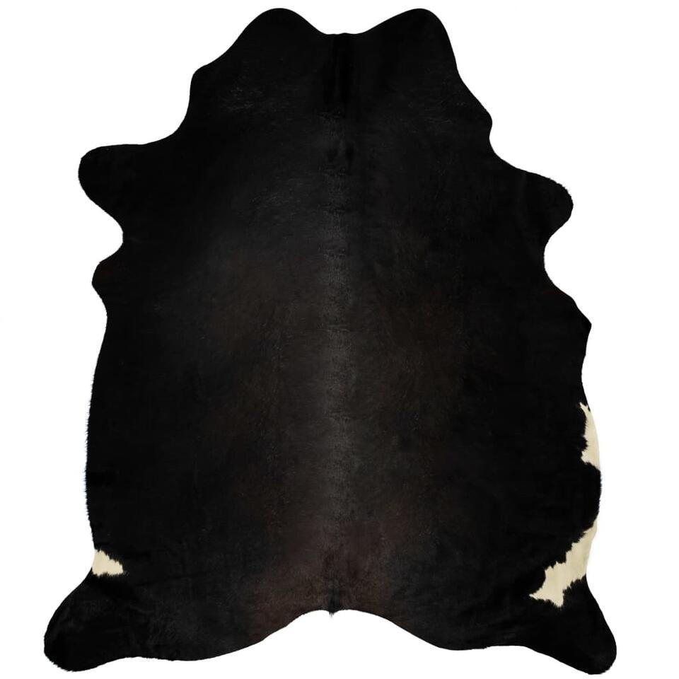 vidaXL Vloerkleed 150x170 cm echte runderhuid zwart