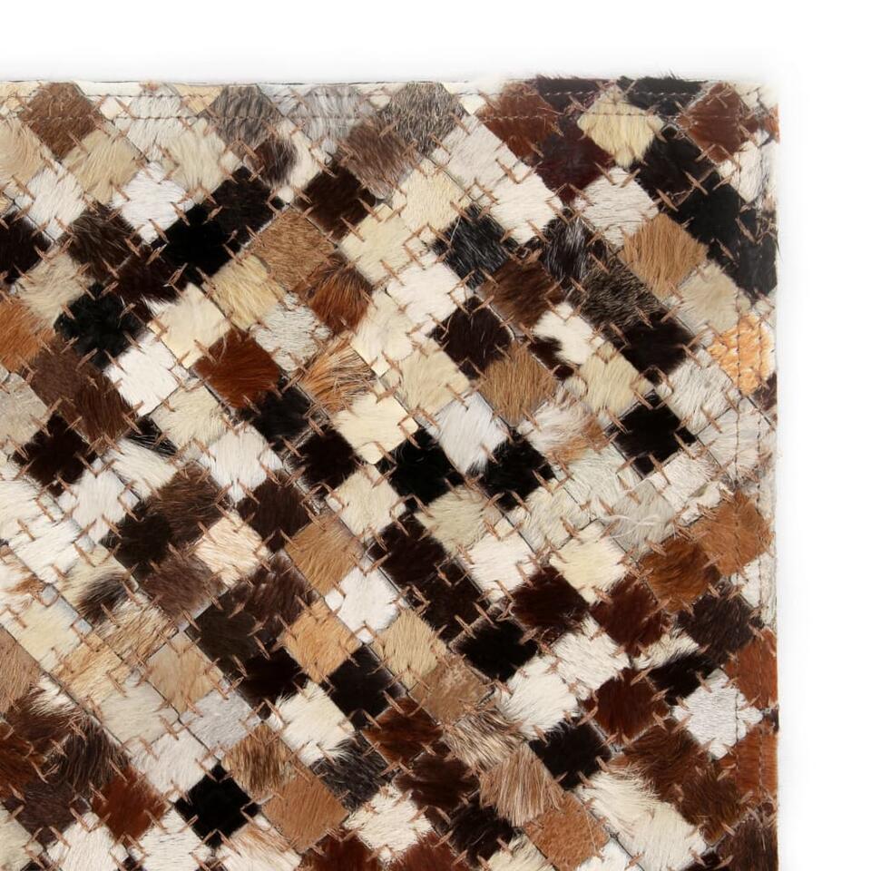 vidaXL Vloerkleed vierkant patchwork 160x230 cm echt leer bruin/wit
