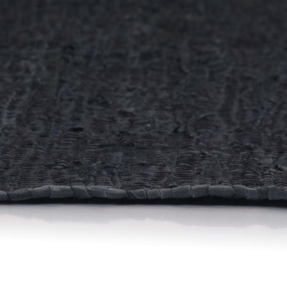 vidaXL Vloerkleed Chindi handgeweven 80x160 cm leer zwart