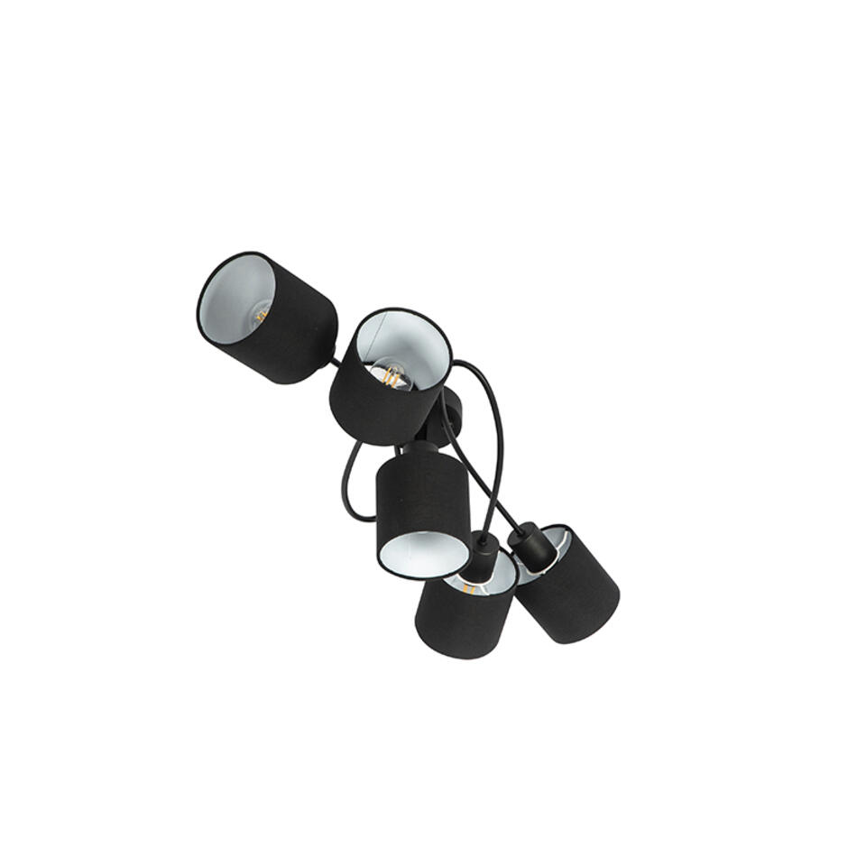QAZQA Moderne plafondlamp zwart 5-lichts - Hetta