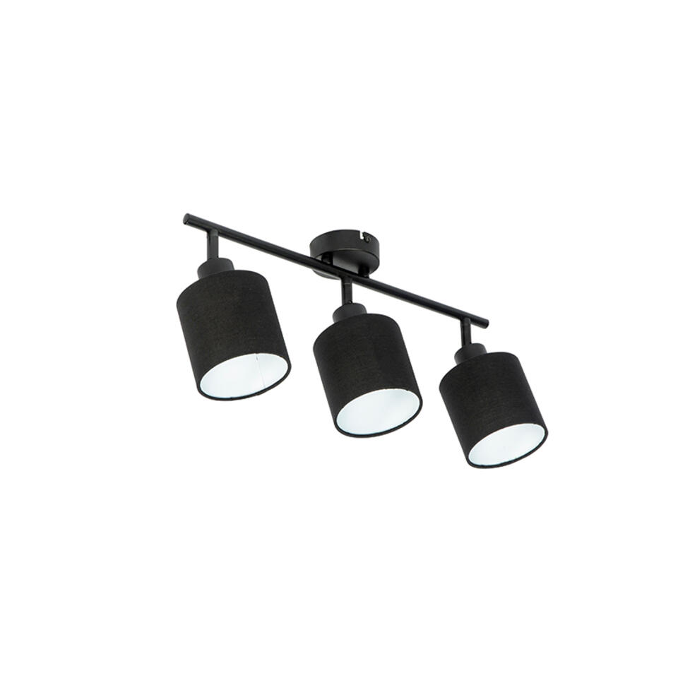 QAZQA Moderne plafondlamp zwart 3-lichts - Hetta