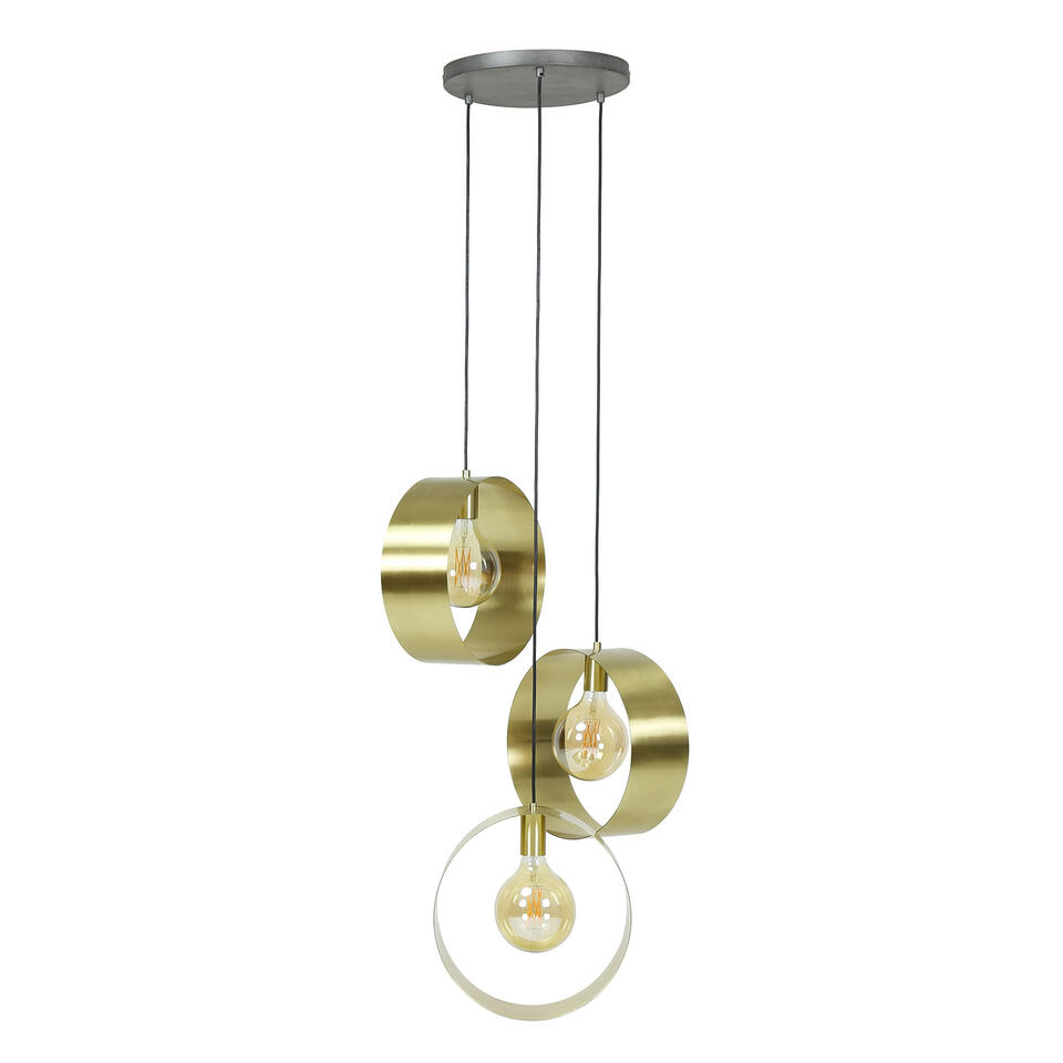 Taille Diversiteit uitrusting Hoyz - Hanglamp Vegas met 3 ronde lampen - Goud afgewerkt - 150cm lang -  Getrapt | Leen Bakker