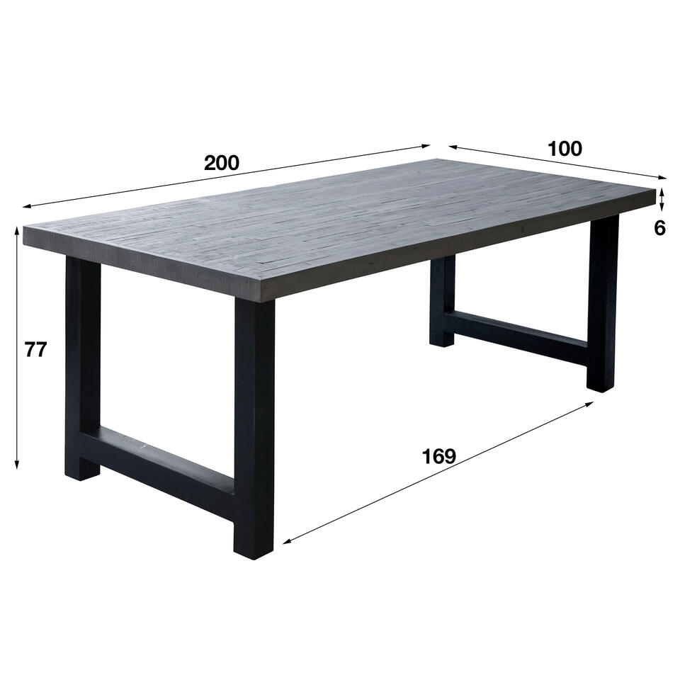 zwaar verzending Dek de tafel Giga Meubel Eettafel Acaciahout - Grey Wash - 200x100x77cm | Leen Bakker