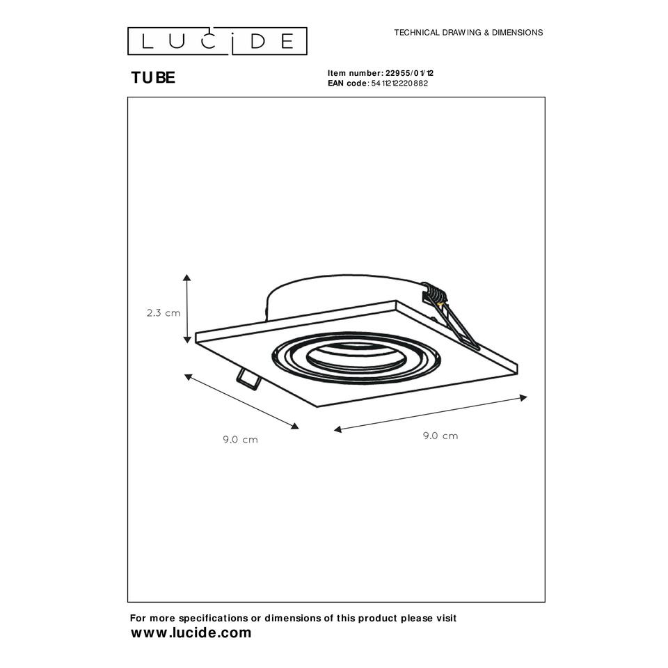 Lucide TUBE - Inbouwspot - 1xGU10 - Mat chroom