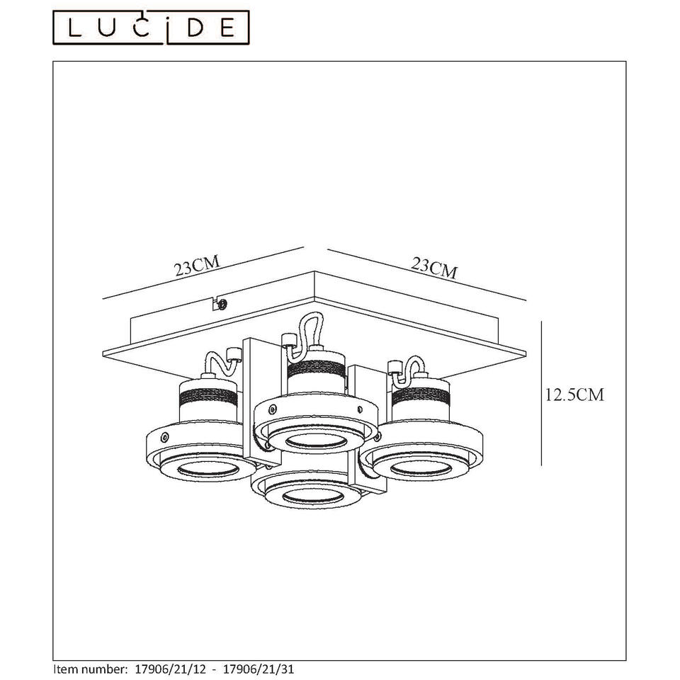 Lucide LANDA - Plafondspot - LED Dim to warm - GU10 - 4x5W 2200K/3000K - Wit