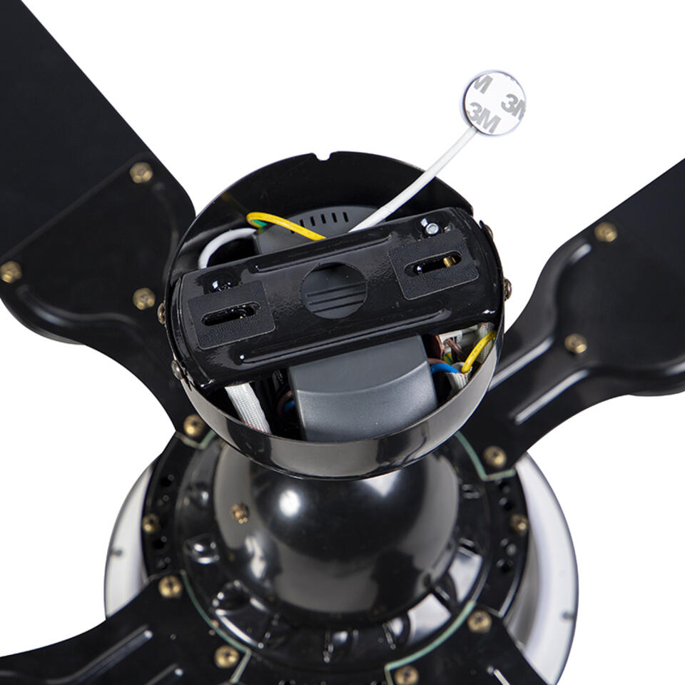 QAZQA Plafondventilator zwart met afstandsbediening - Fanattic