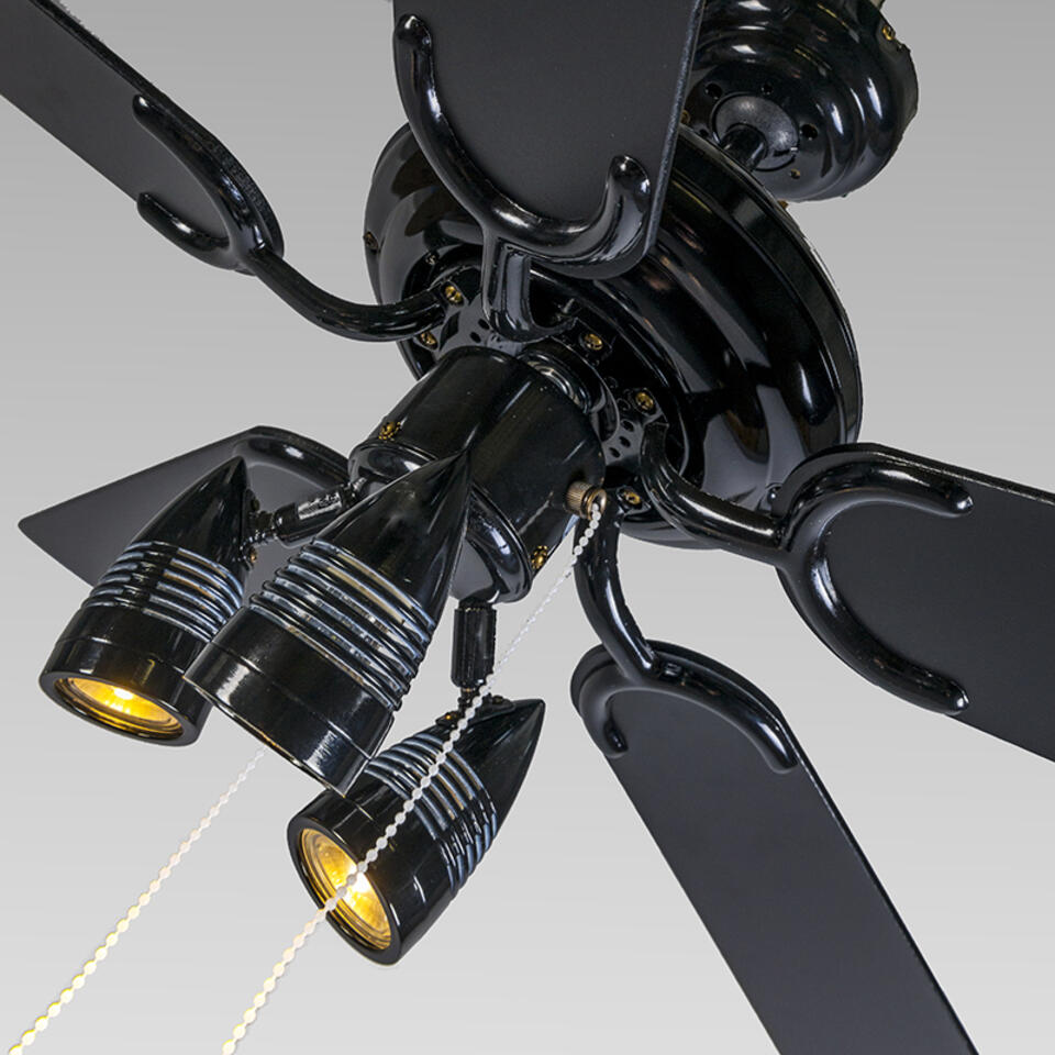 QAZQA Plafondventilator zwart - Mistral 42