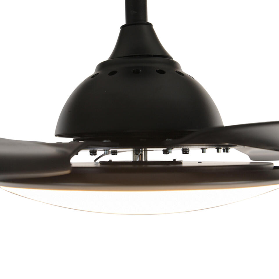 QAZQA Moderne plafondventilator zwart met afstandsbediening incl. LED - Vifte