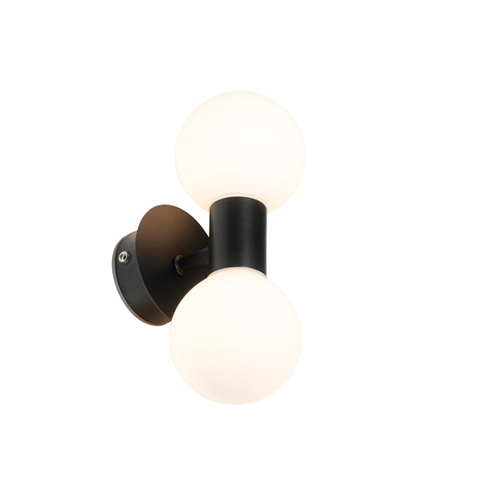 QAZQA Moderne wandlamp zwart IP44 2-lichts - Cederic
