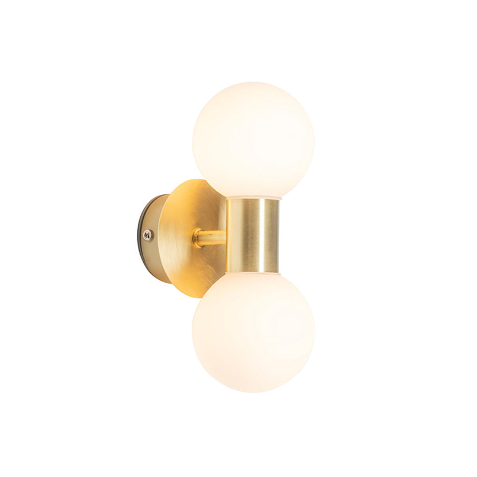 QAZQA Moderne wandlamp goud IP44 2-lichts - Cederic