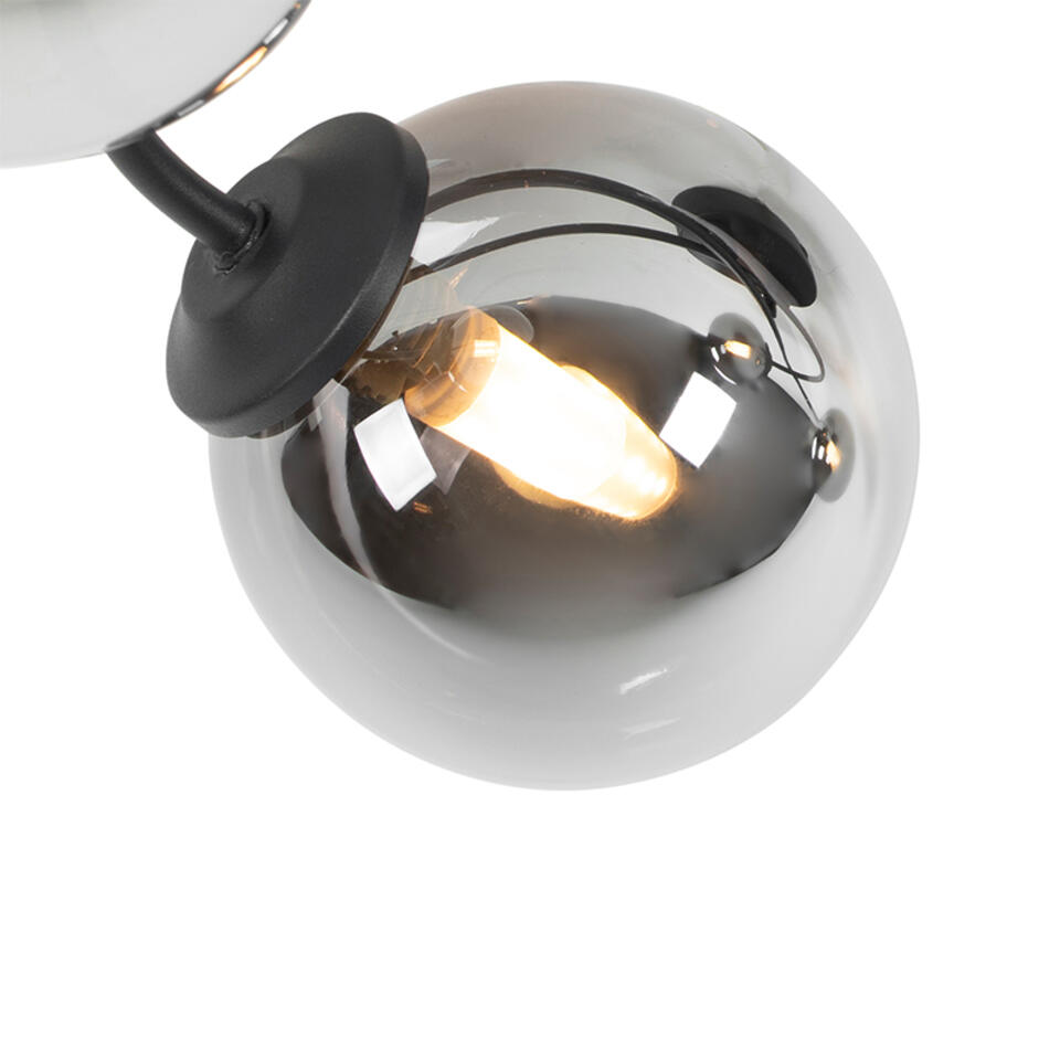 QAZQA Moderne plafondlamp zwart 4-lichts met smoke glas - Athens
