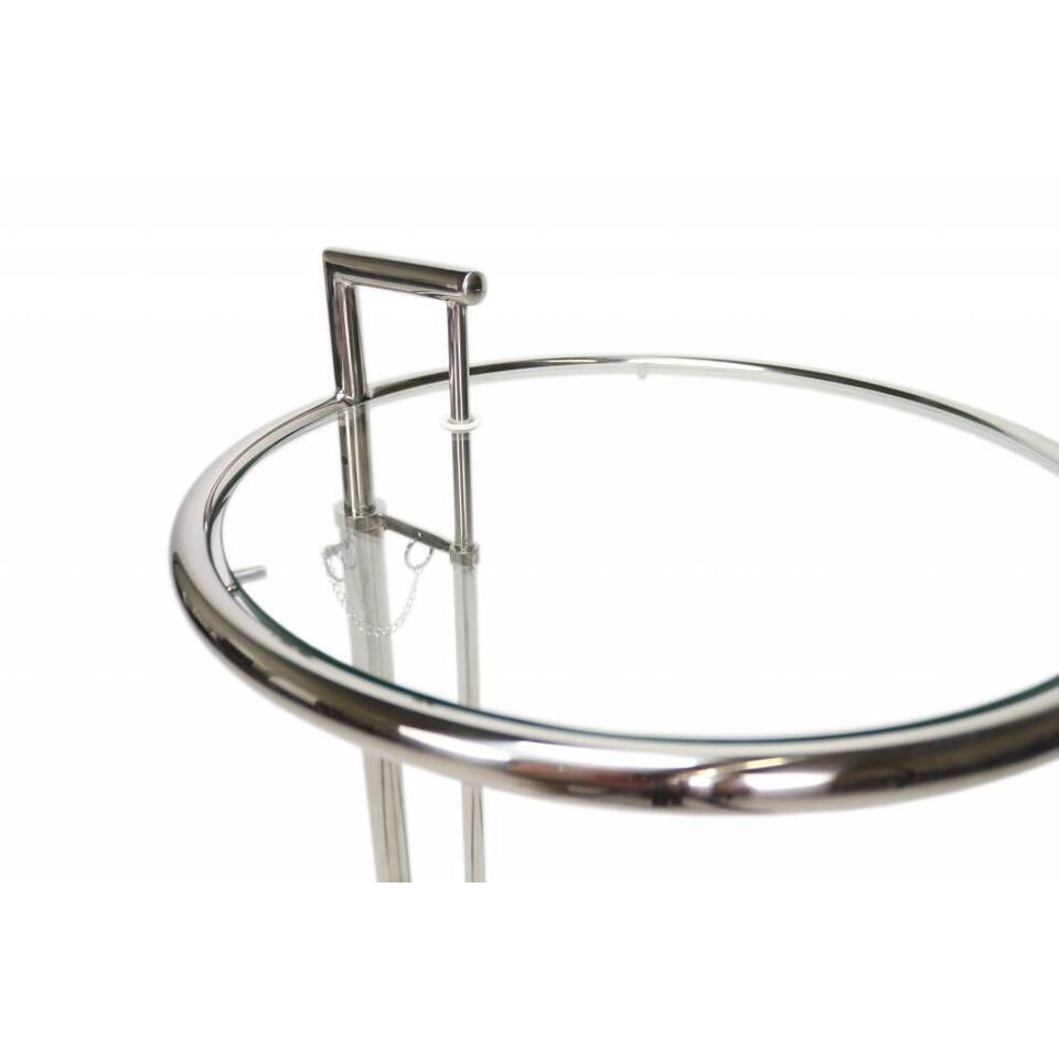 Moderne bijzettafel Taffy metaal glas - Glas - Zilverkleurig - 51x51x100 cm