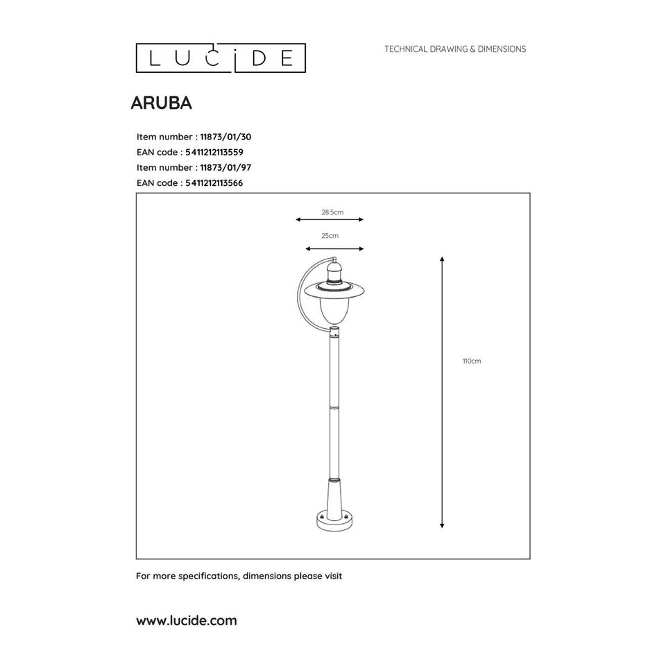 Lucide ARUBA - Lantaarnpaal Buiten - 1xE27 - IP44 - Roest bruin
