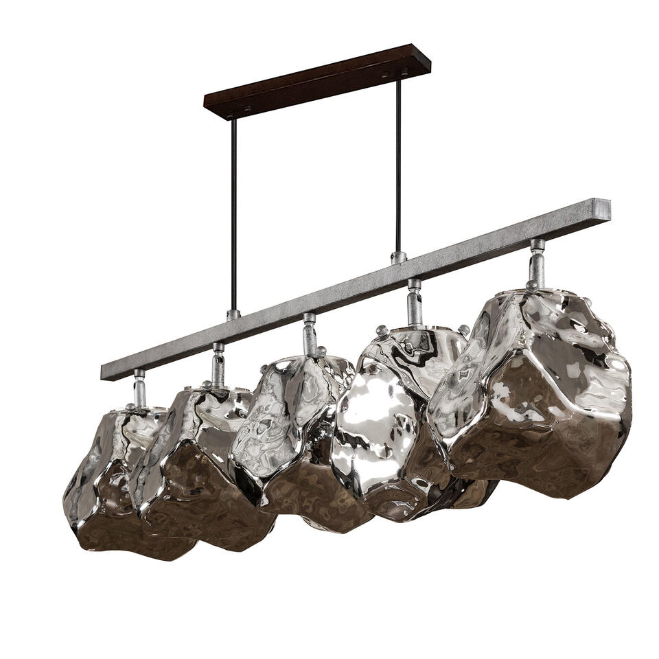 Knooppunt maximaliseren merk Industriële hanglamp Rocks 5-lichts chrome glas - 18x110x150 cm | Leen  Bakker