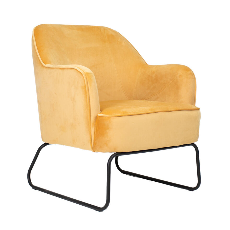 Industriële fauteuil velvet Kristie geel - Fluweel - Geel product