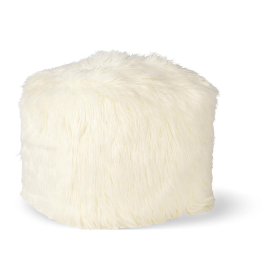 SHEEP - Vierkante fluffy poef ivoor 40x40x40 cm - wit