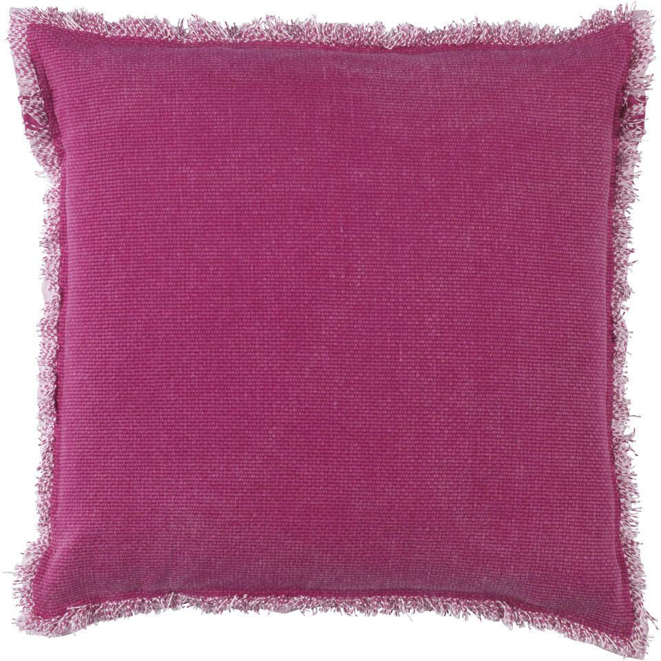 BURTO - Sierkussen XL - 70x70 cm fuchsia - roze - van gewassen katoen - lounge