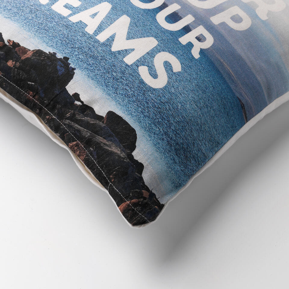 DREAMS - Kussenhoes met tekst blauw en wit 45x45 cm