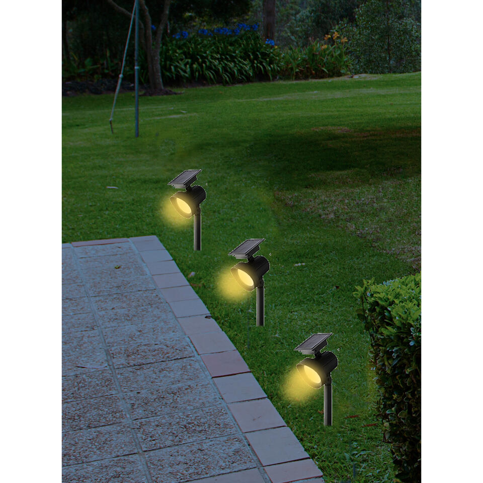 Lumineo Tuinverlichting spots - 2 stuks - solar - kleureffect - 31 cm