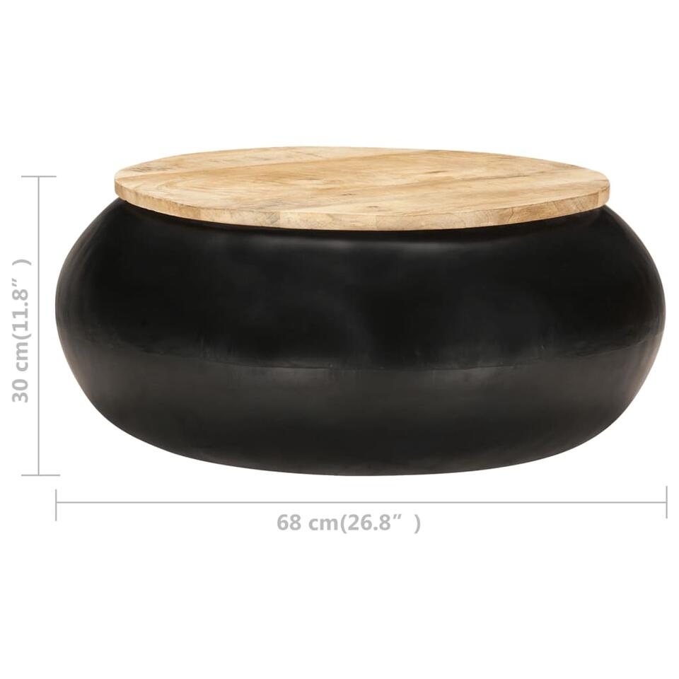 vidaXL Salontafel 68x68x30 cm massief mangohout zwart