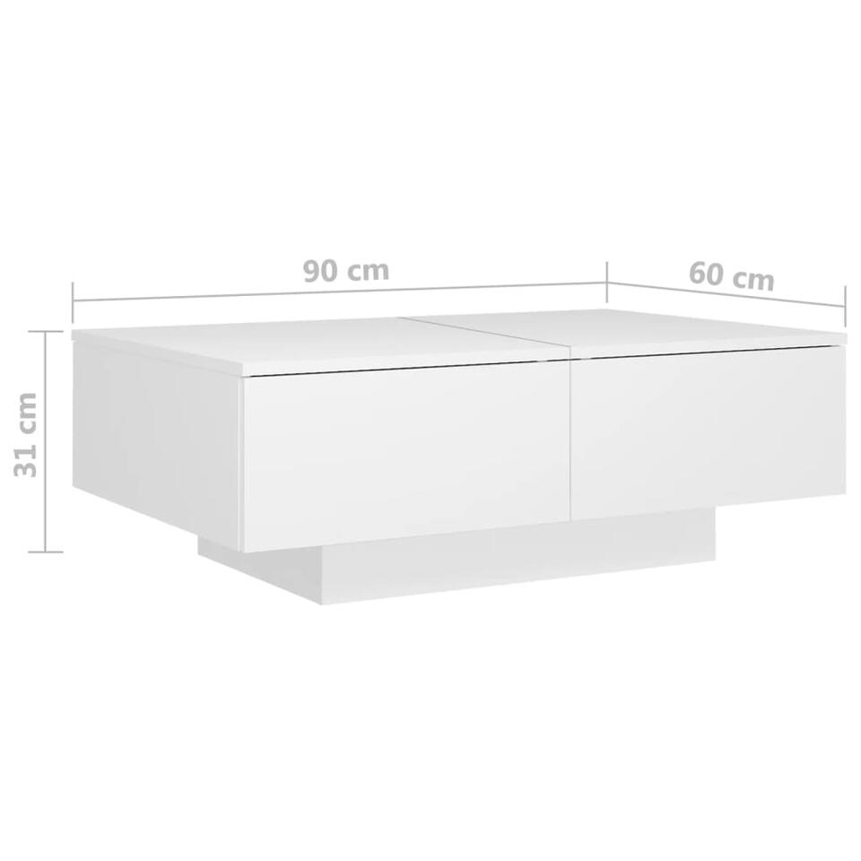 vidaXL Salontafel 90x60x31 cm bewerkt hout wit