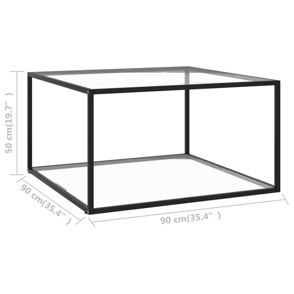 vidaXL Salontafel met gehard glas 90x90x50 cm zwart