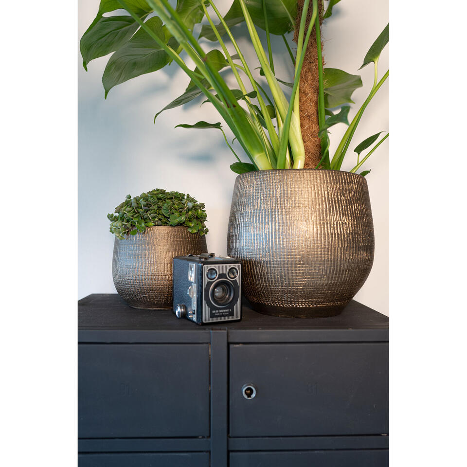 Steege Plantenpot - modern design - goudkleurig - 16 x 18 cm