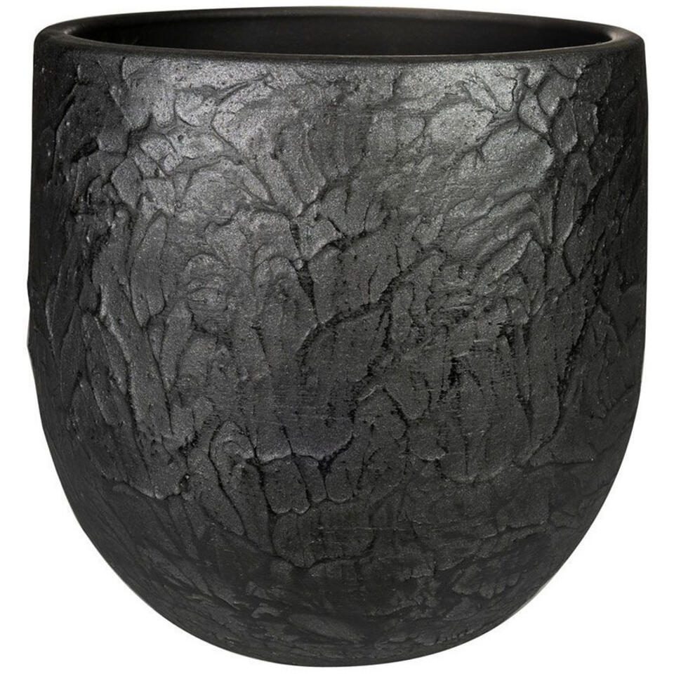 Steege Plantenpot - antiek look - zwart - 35 x 32 cm
