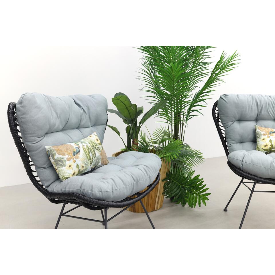Libelle retro loungestoel - set van 2 - zwart