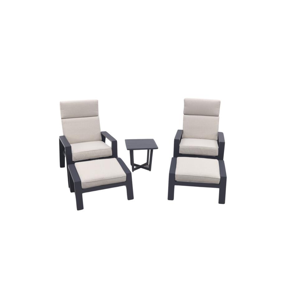 VDG Max verstelbare loungestoelen incl. voetenbank + Ivy bijzettafel