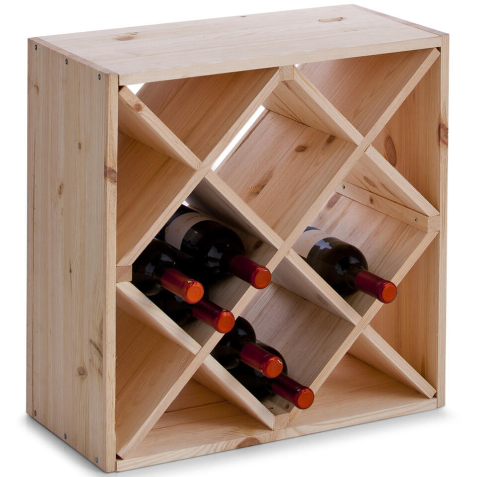 Zeller Wijnrek vierkant - hout - voor 20 - 25 52 cm | Leen Bakker