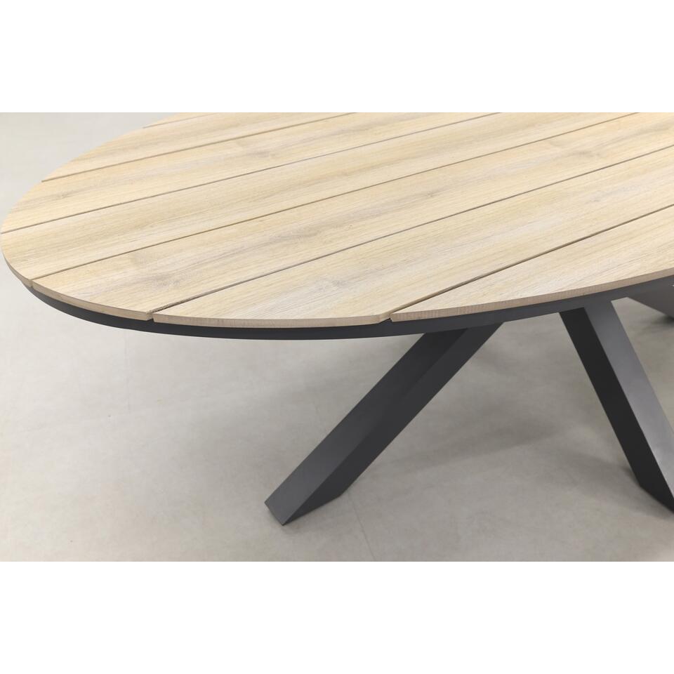 4 Seasons Fabrice antraciet/GI Edison 220x115 cm. - ovale tafel