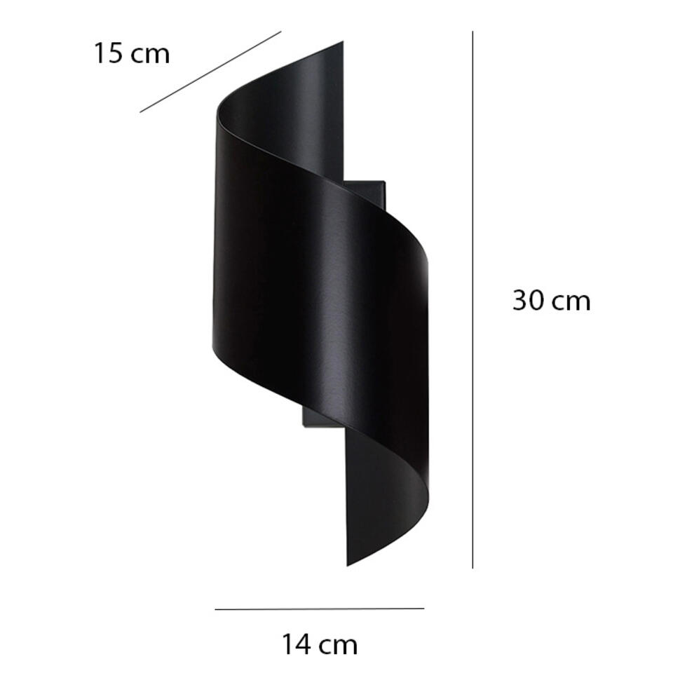 Emibig Wandlamp Spiner - H 30 cm - zwart