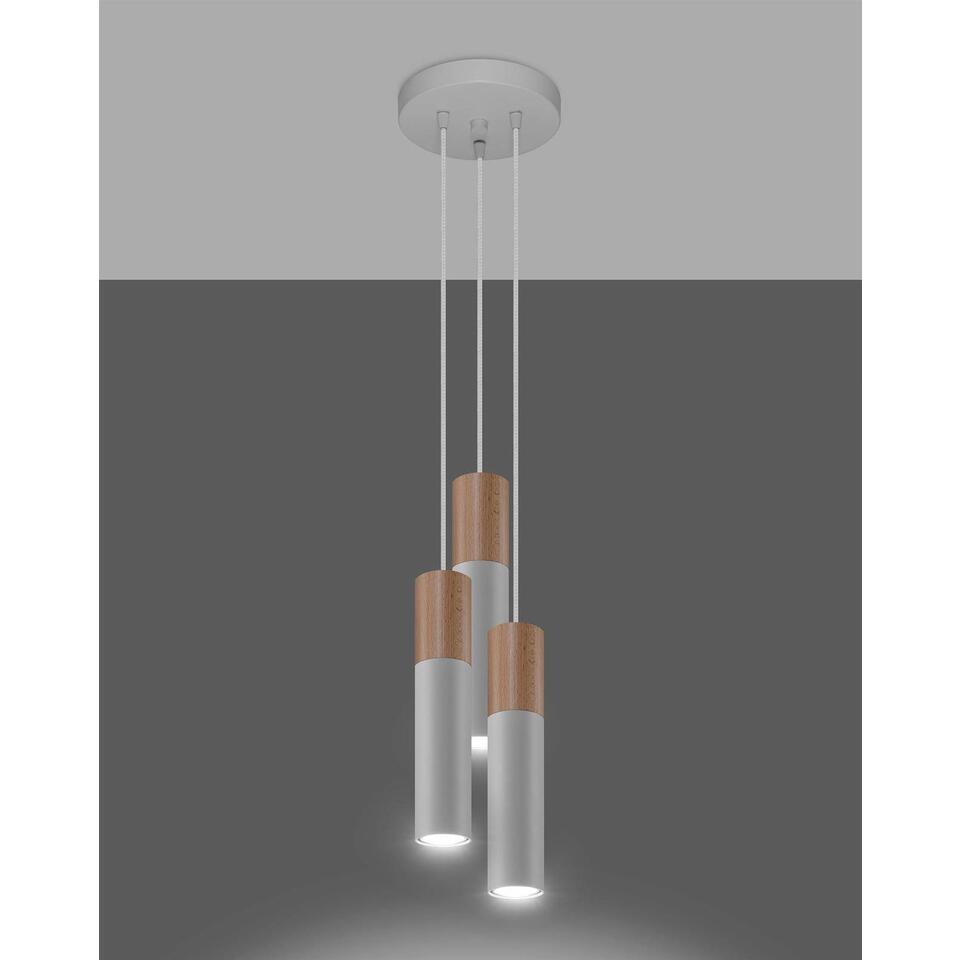 Sollux Hanglamp Pablo 3 lichts Ø 20 cm hout - wit