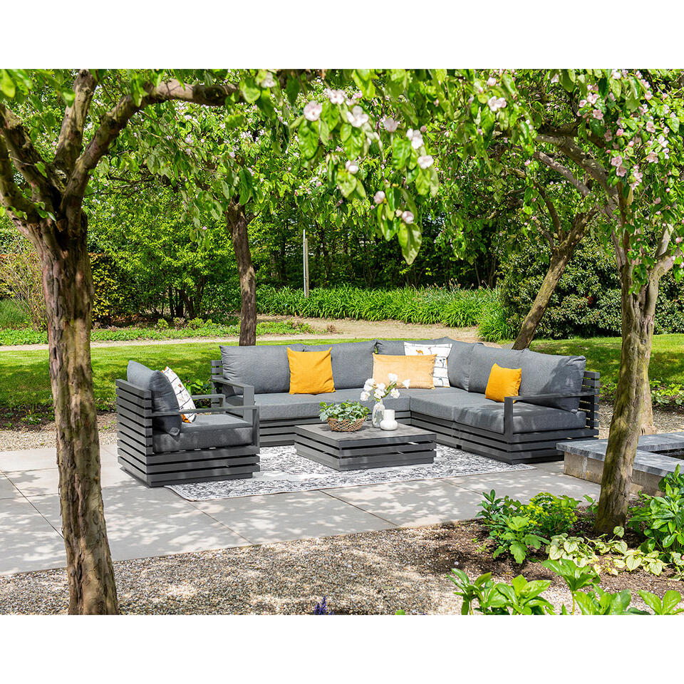 Garden Impressions Corby loungeset 8-delig - donker grijs
