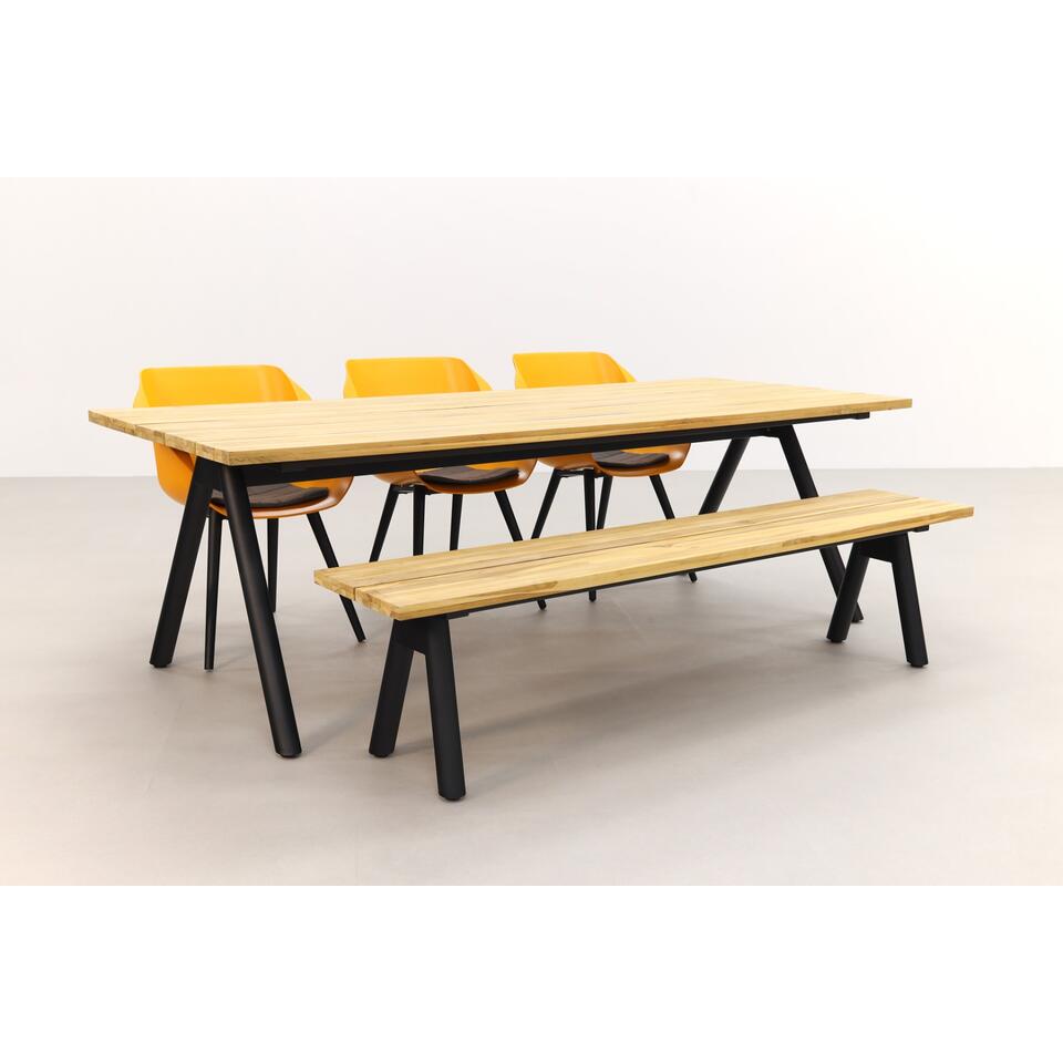 Hartman tuinset Sophie Studio Orange/Mason teak tafel 240 cm. + bank