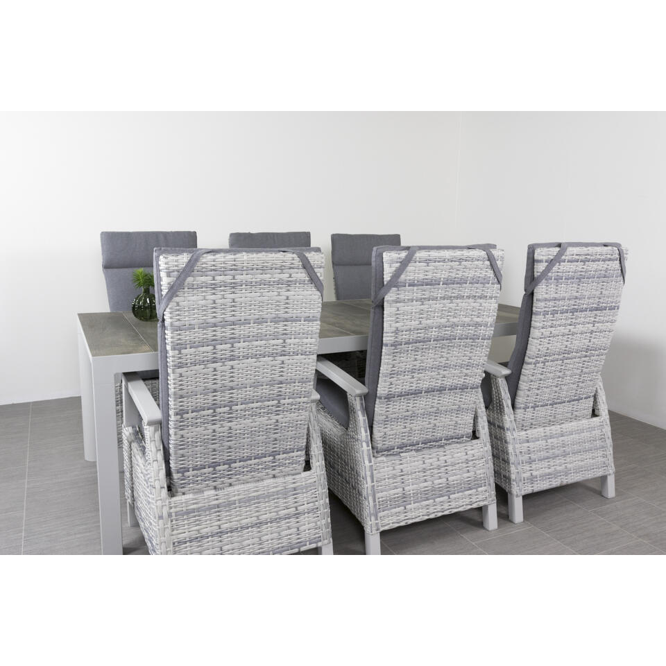 Darwin verstelbare stoelen + Kingstafel 220 x 100 cm