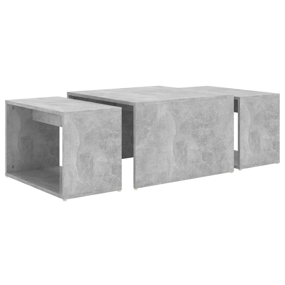 vidaXL 3-delige Salontafelset 60x60x38 cm betongrijs