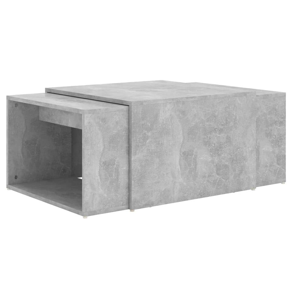 vidaXL 3-delige Salontafelset 60x60x38 cm betongrijs
