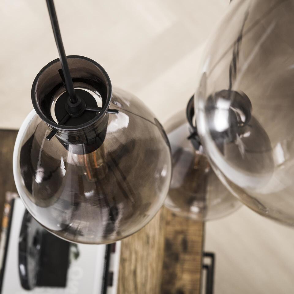 Industriële hanglamp Veronica getrapt 3-lichts smokey glass Glas