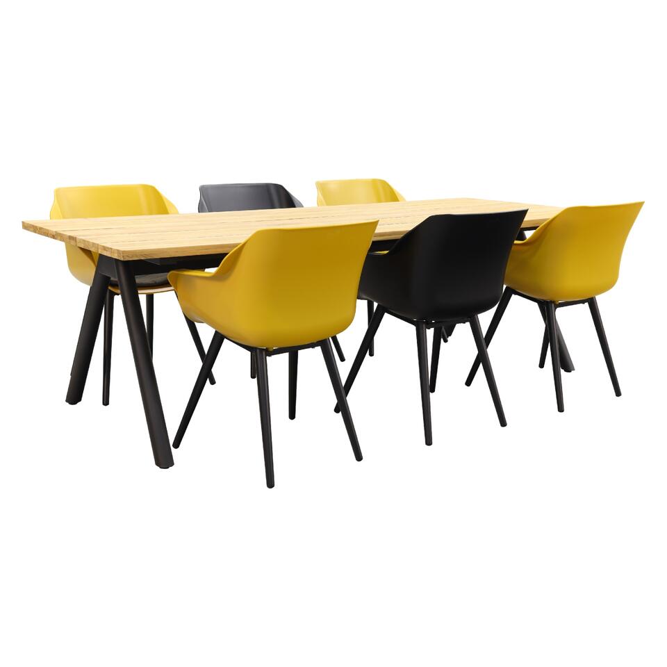 Hartman tuinset Sophie Studio Yellow/Black/Mason teak tafel 240 cm