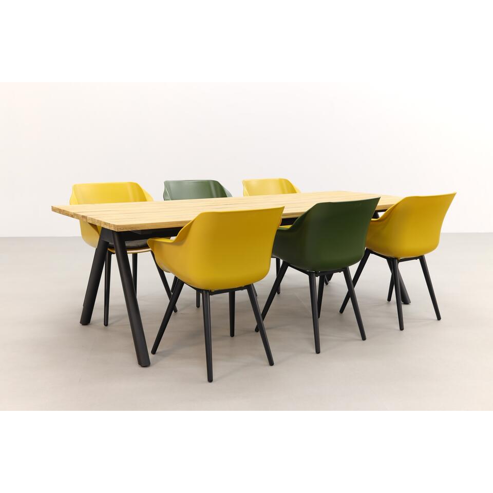 Hartman tuinset Sophie Studio Yellow/Green/Mason teak tafel 240 cm