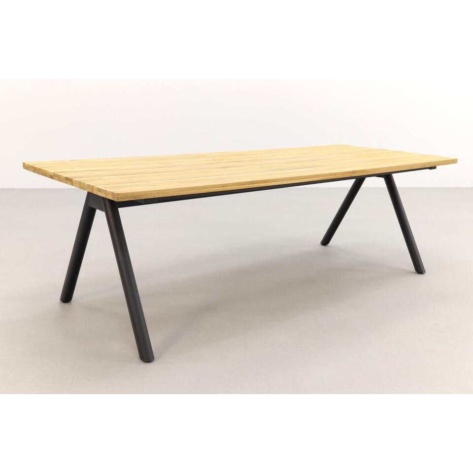VDG Teresa Black/Mason teak tafel 240 cm. - 7-delig - stapelbaar