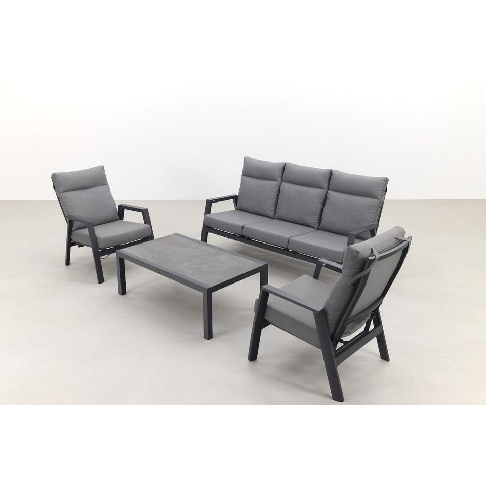 VDG Azoren/Atlanta stoel- 3-zitsbank loungeset verstelbaar - Antraciet
