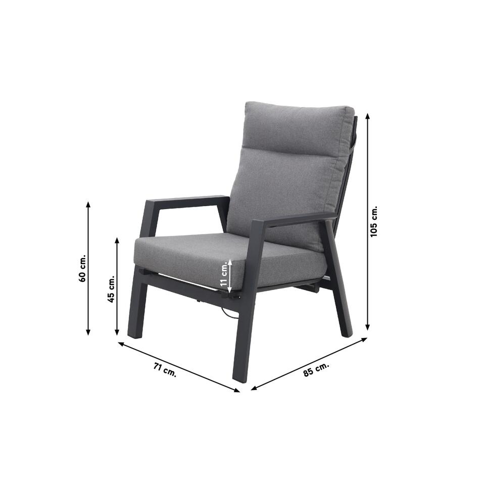 VDG Azoren stoel-bank loungeset 4-delig verstelbaar - Antraciet