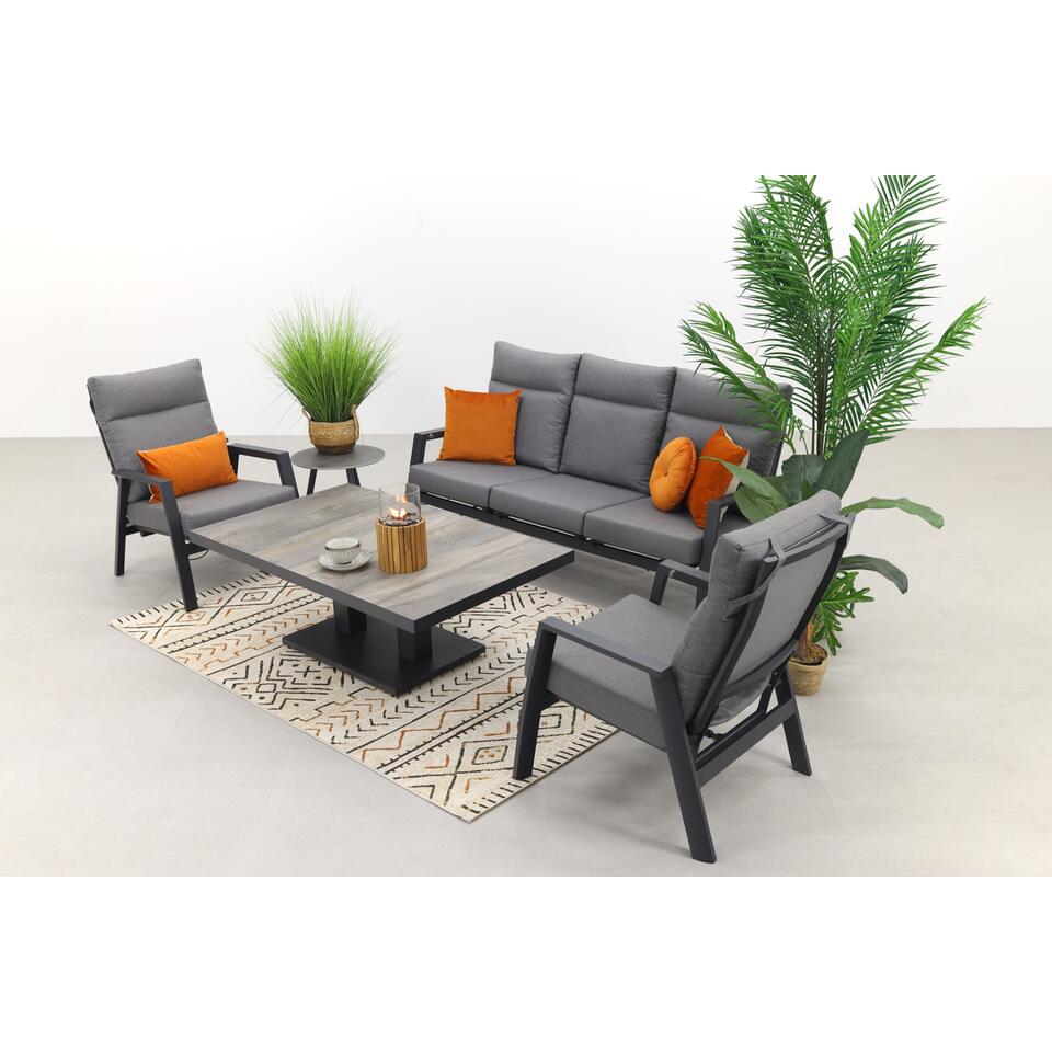 VDG Azoren/Jersey stoel- 3-zitsbank loungeset verstelbaar - Antraciet